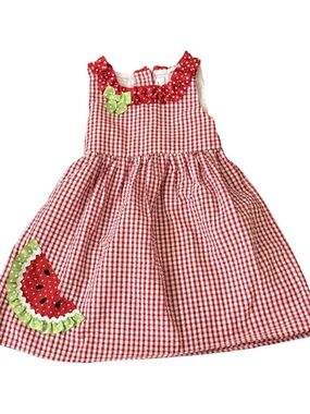 Emily Rose Watermelon Gingham Summer Dress Girls Size 4T Red White plaid